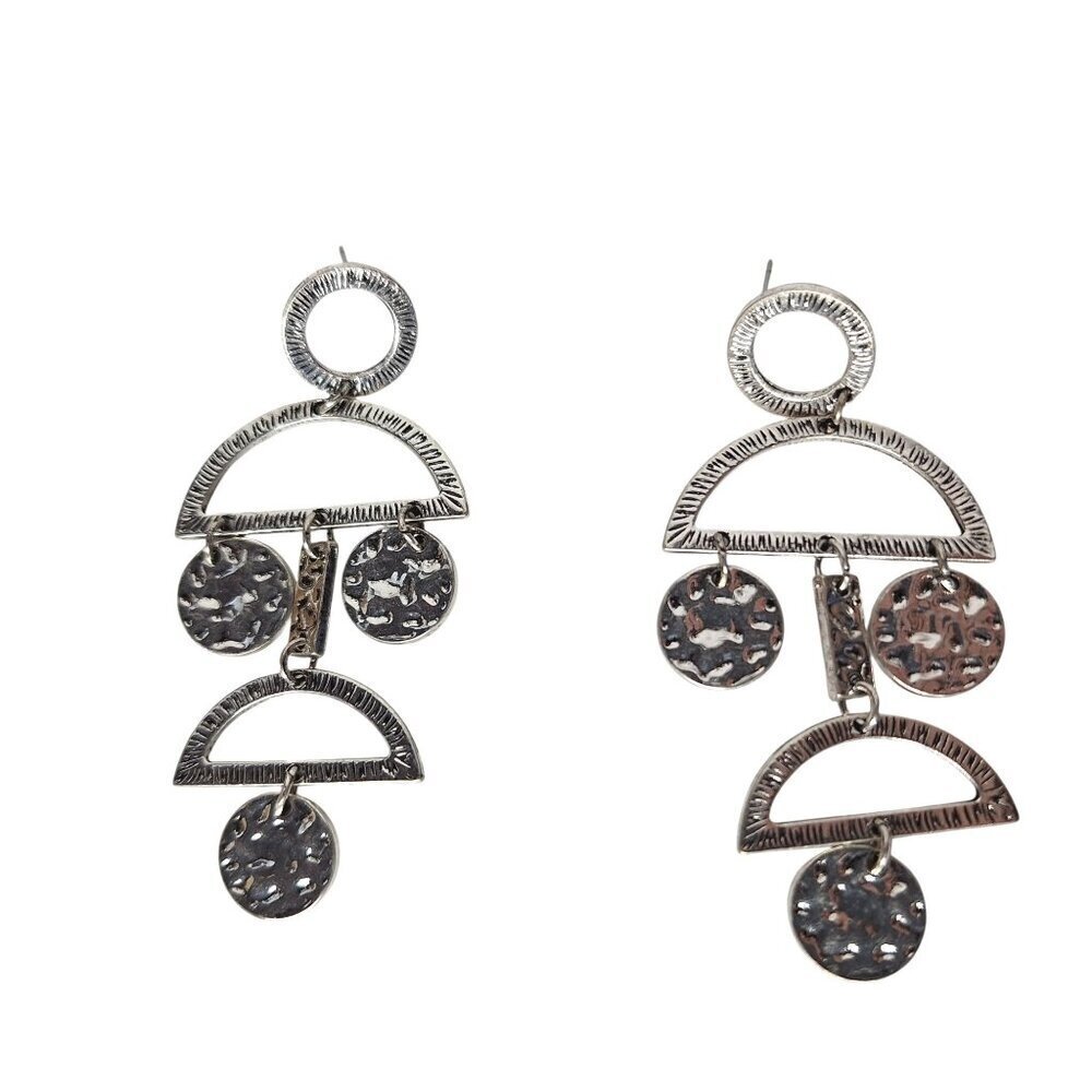 Silver Dangle Earrings Geometric